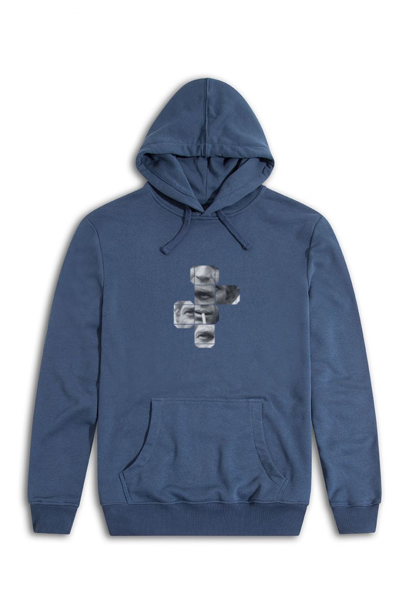 Navy Premium Cotton Steve Tee Design Pullover Hoodie