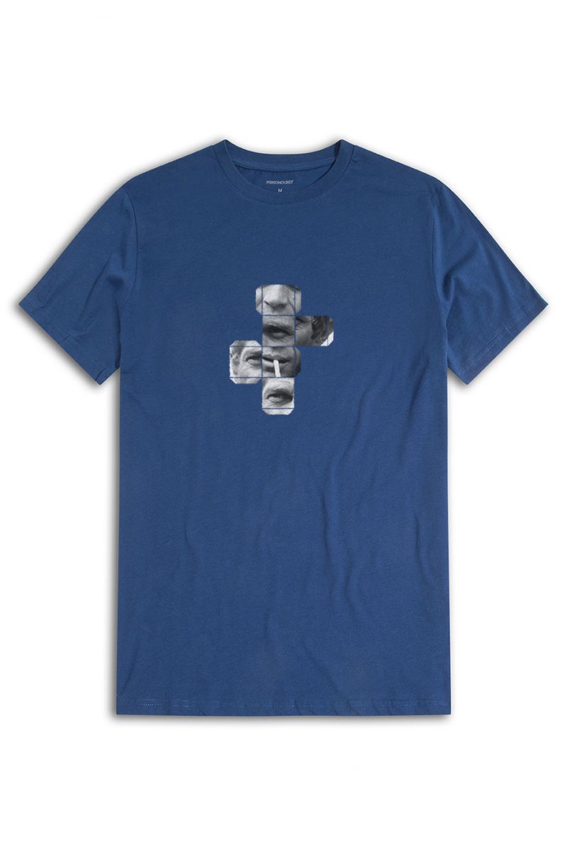 Navy Soft Fabric Steve Tee Design Short Sleeve Tee