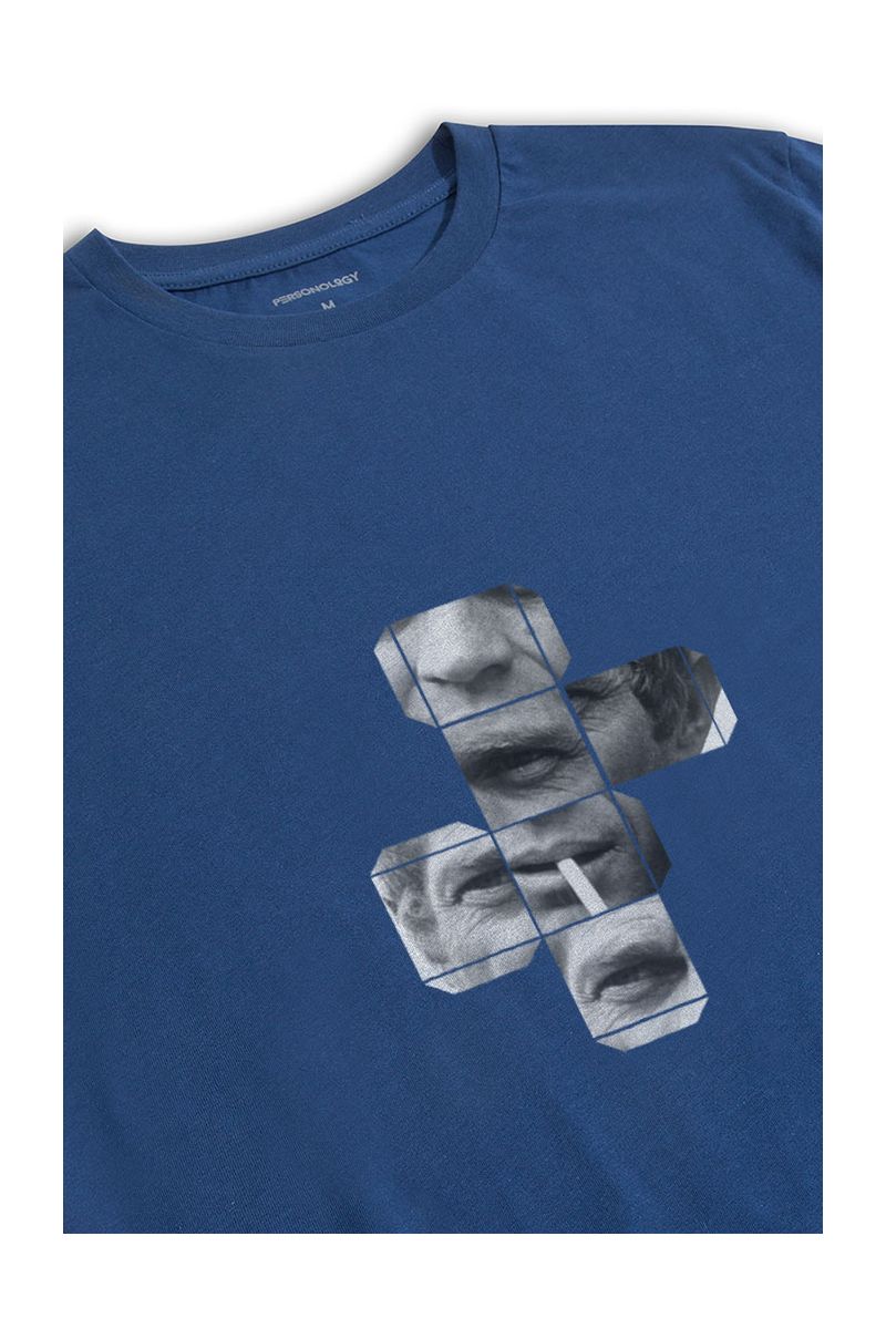 Navy Soft Fabric Steve Tee Design Short Sleeve Tee