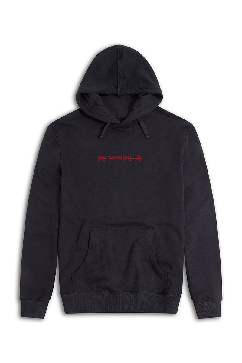 Black Premium Cotton Ethnic Personology Design Pullover Hoodie
