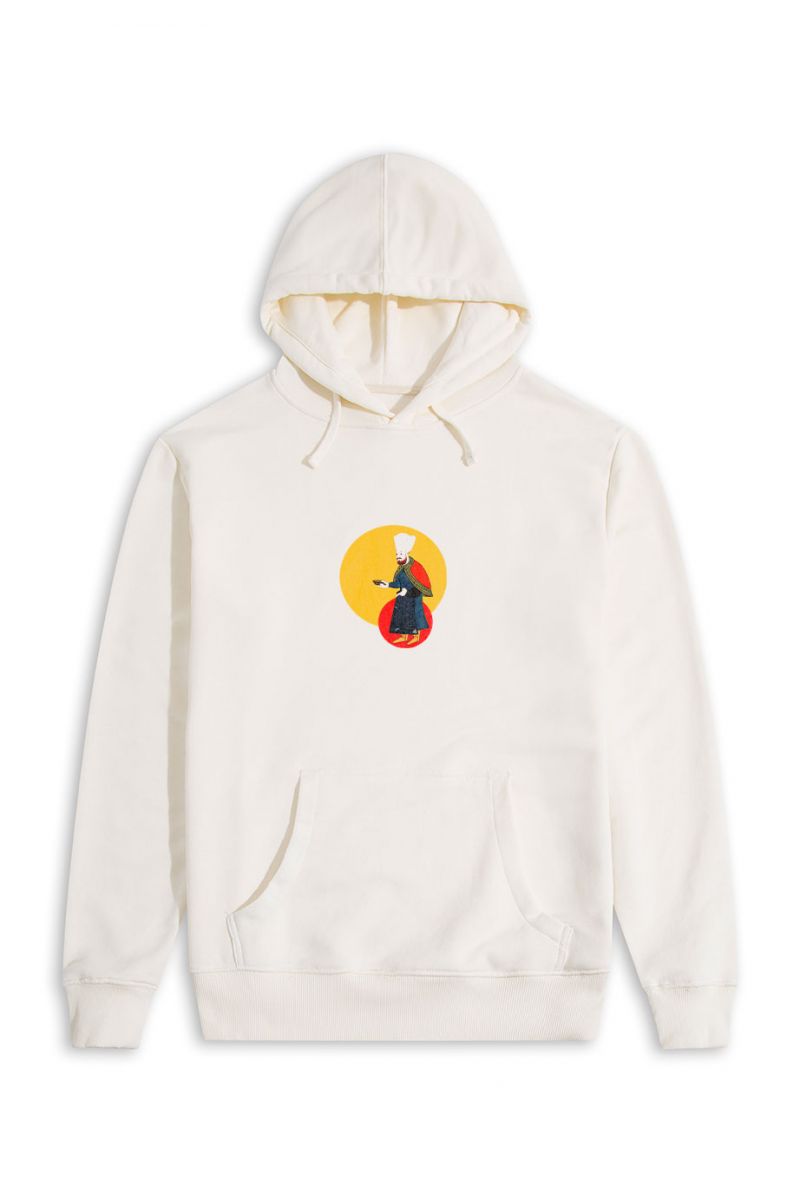 Ecru Premium Cotton Ottoman Design Pullover Hoodie