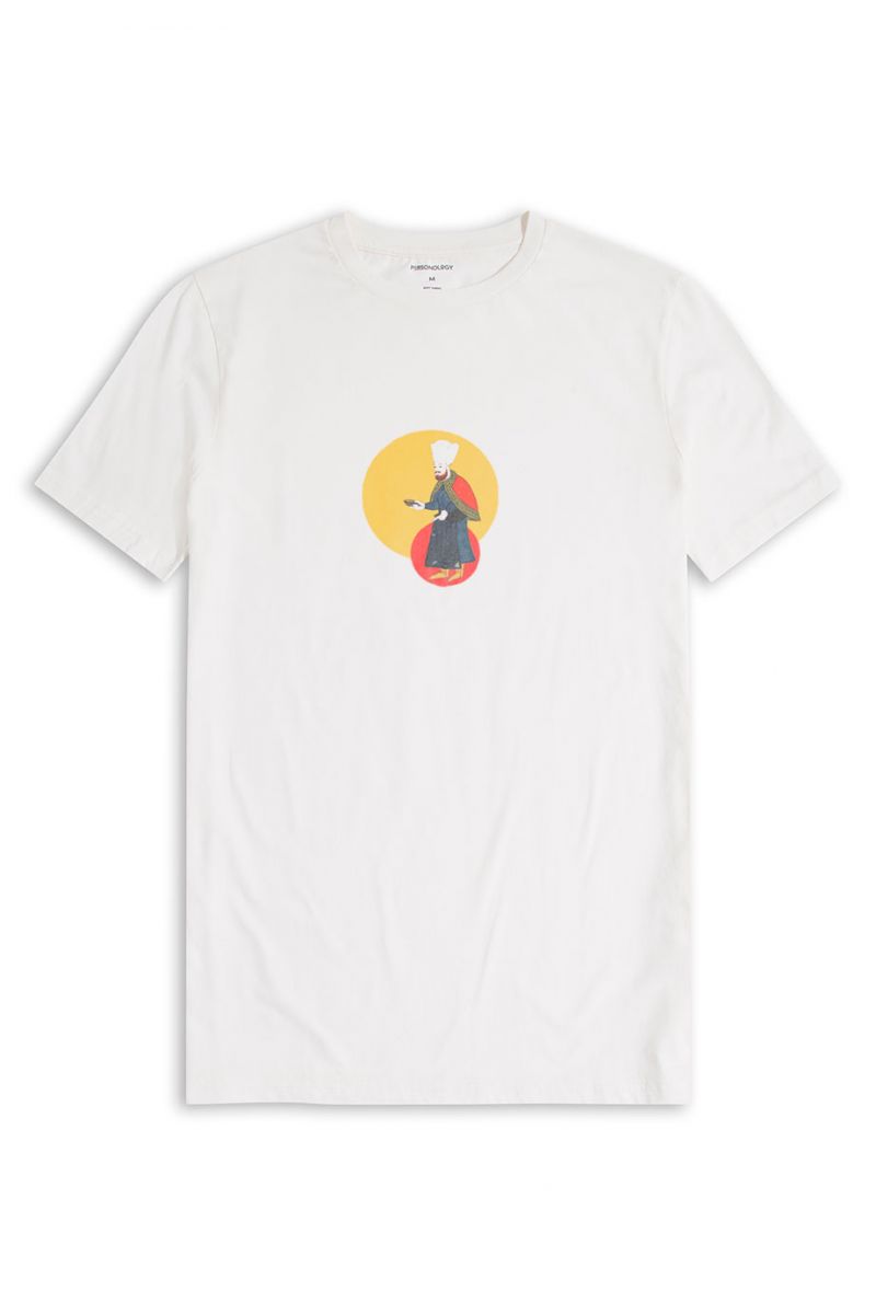 Off White Soft Fabric Ottoman Design Short Sleeve Tee
