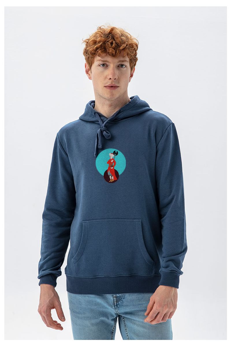 Navy Premium Cotton Ottoman Design Pullover Hoodie