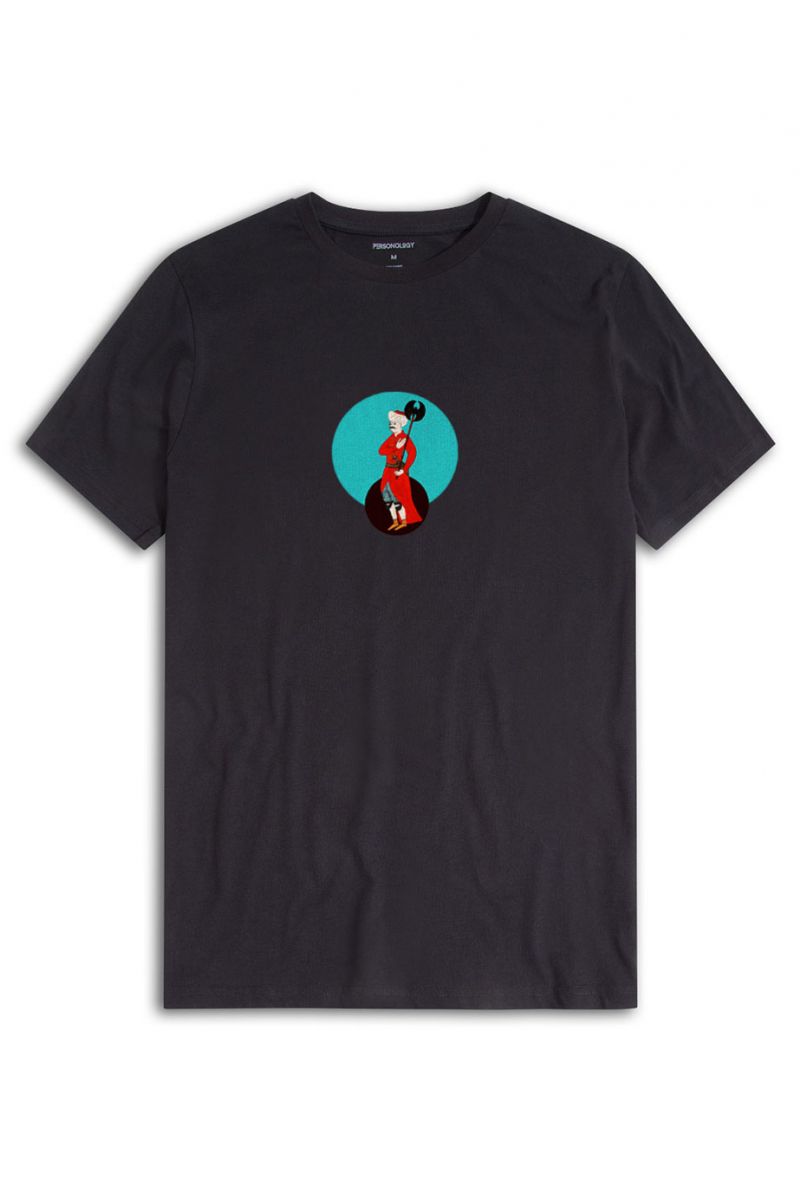 Black Soft Fabric Ottoman Design Short Sleeve Tee