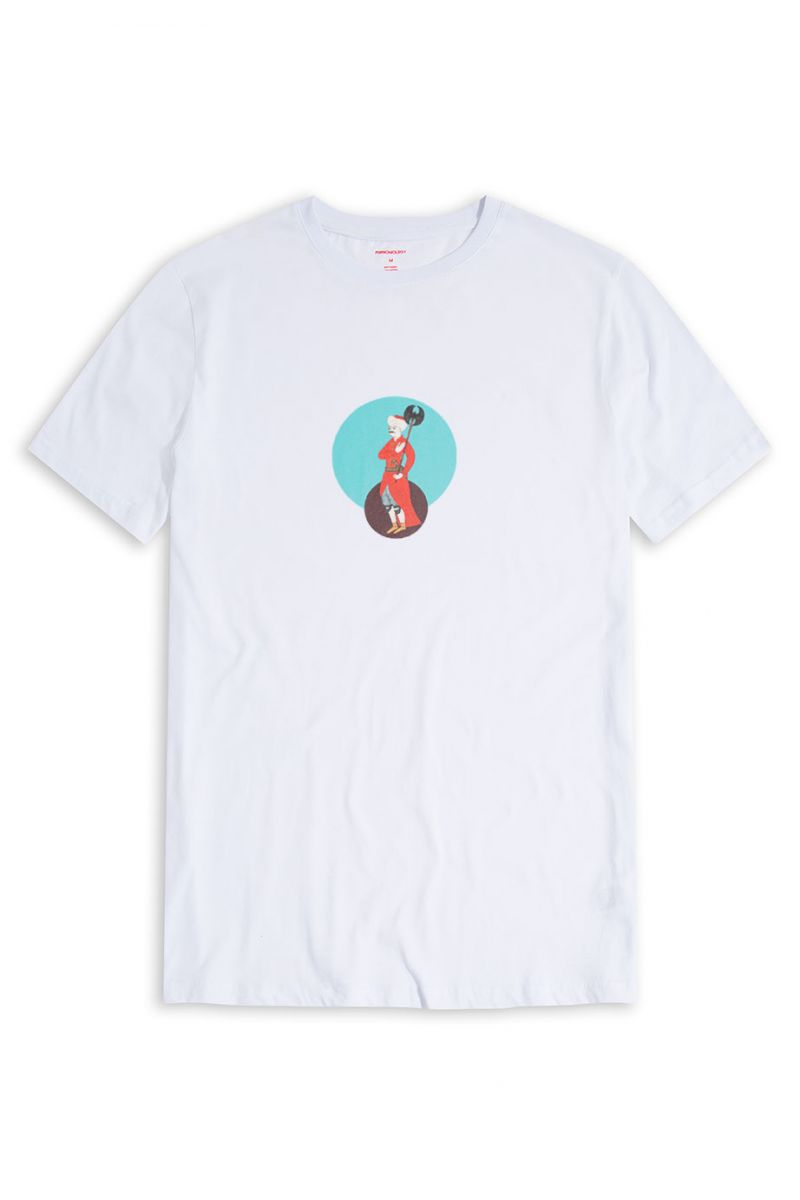 White Soft Fabric Ottoman Design Short Sleeve Tee