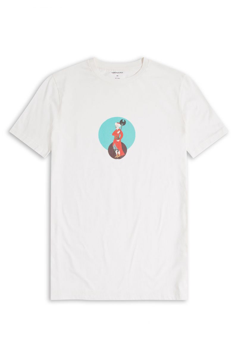 Off White Soft Fabric Ottoman Design Short Sleeve Tee