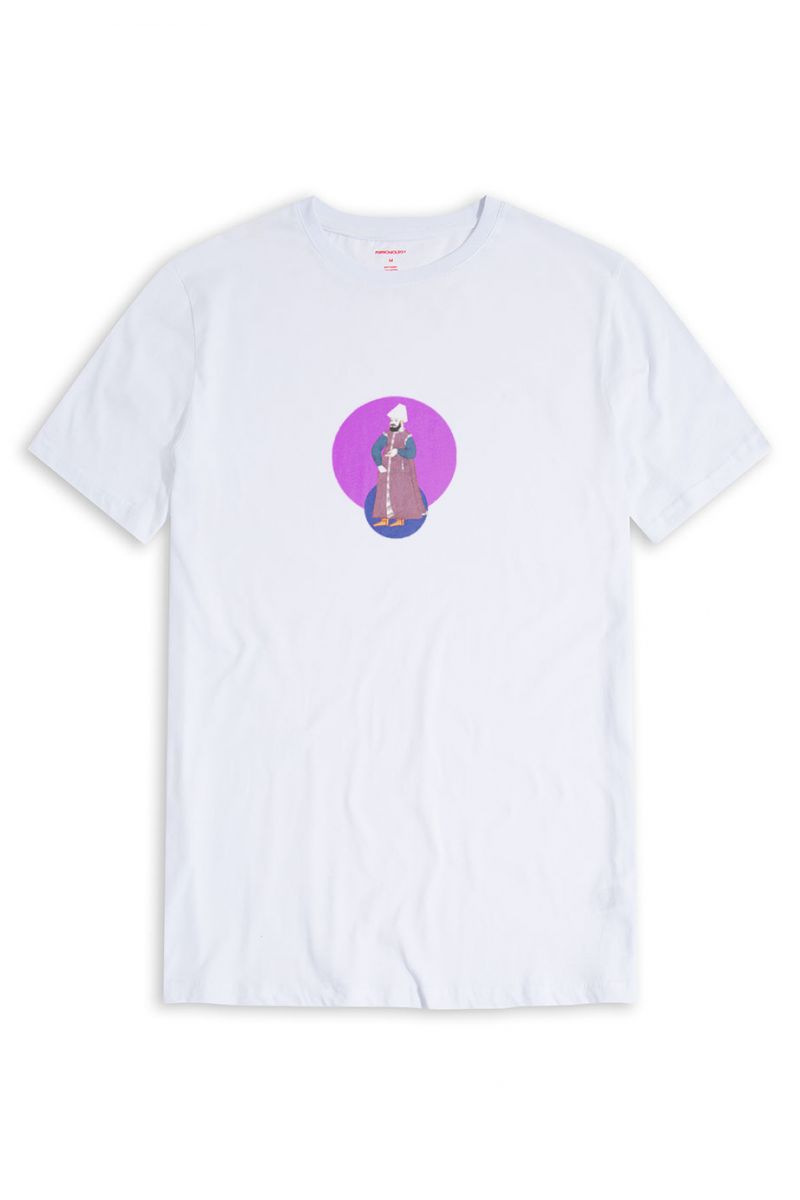 White Soft Fabric Ottoman Design Short Sleeve Tee