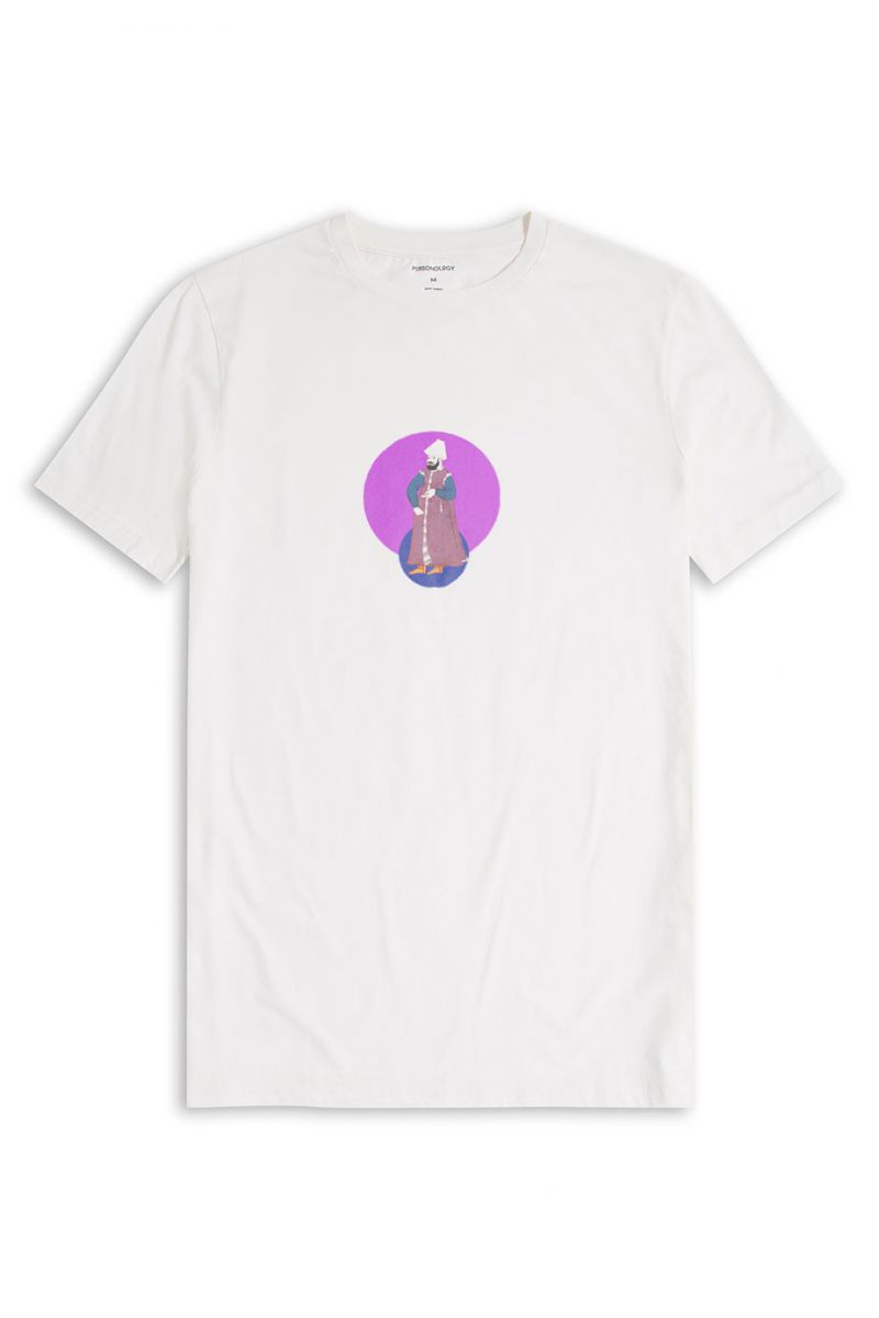 Off White Soft Fabric Ottoman Design Short Sleeve Tee