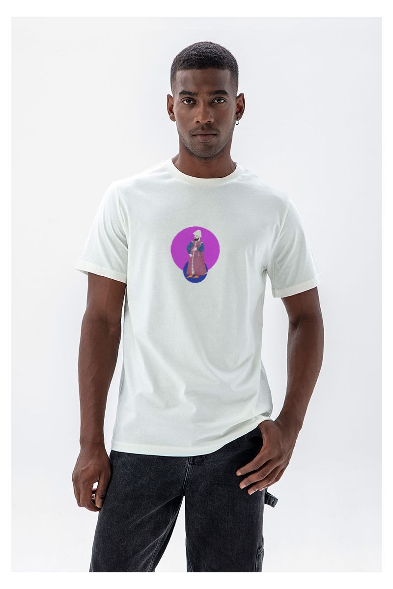 Off White Soft Fabric Ottoman Design Short Sleeve Tee