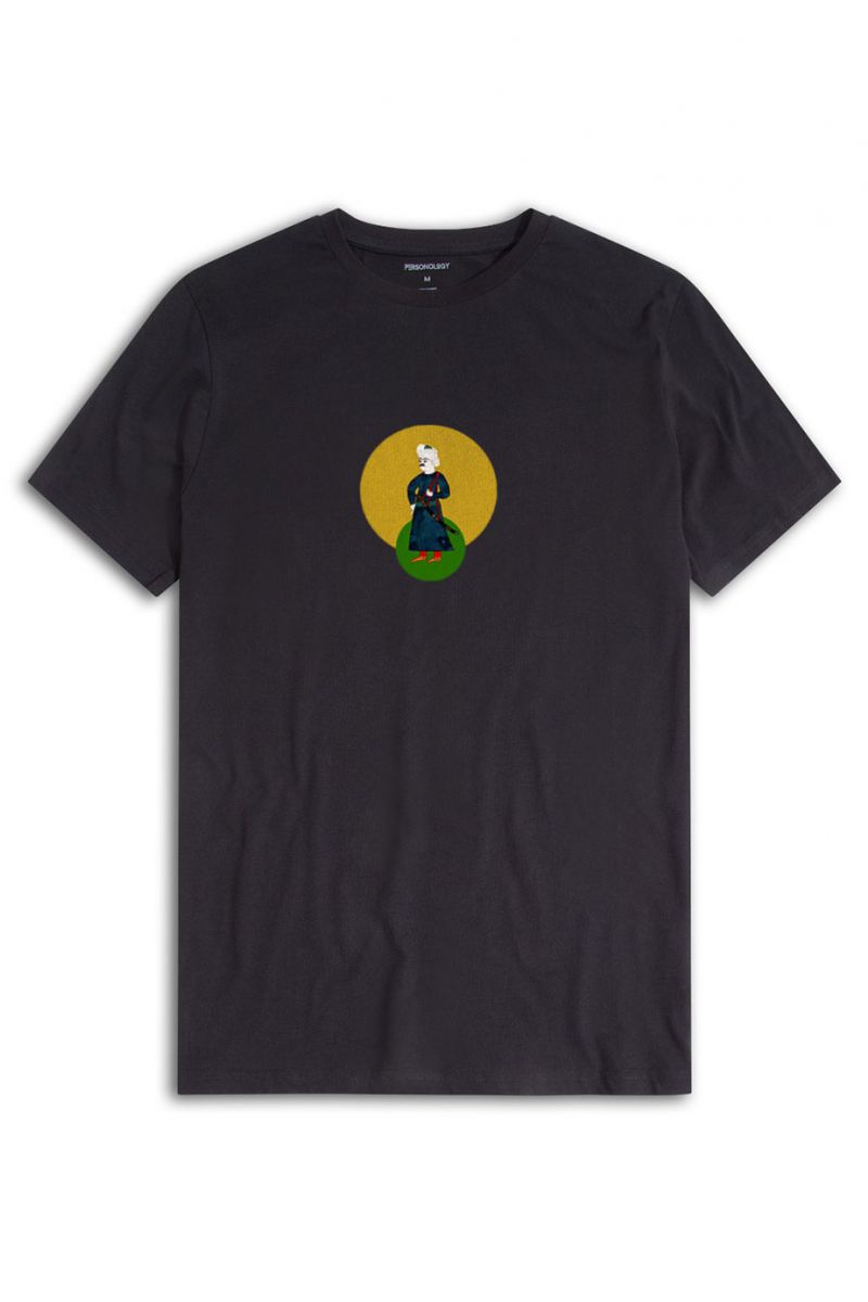 Black Soft Fabric Ottoman Design Short Sleeve Tee