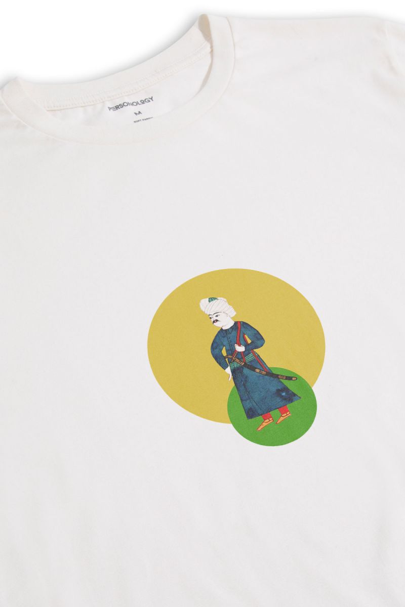 Off White Soft Fabric Ottoman Design Short Sleeve Tee