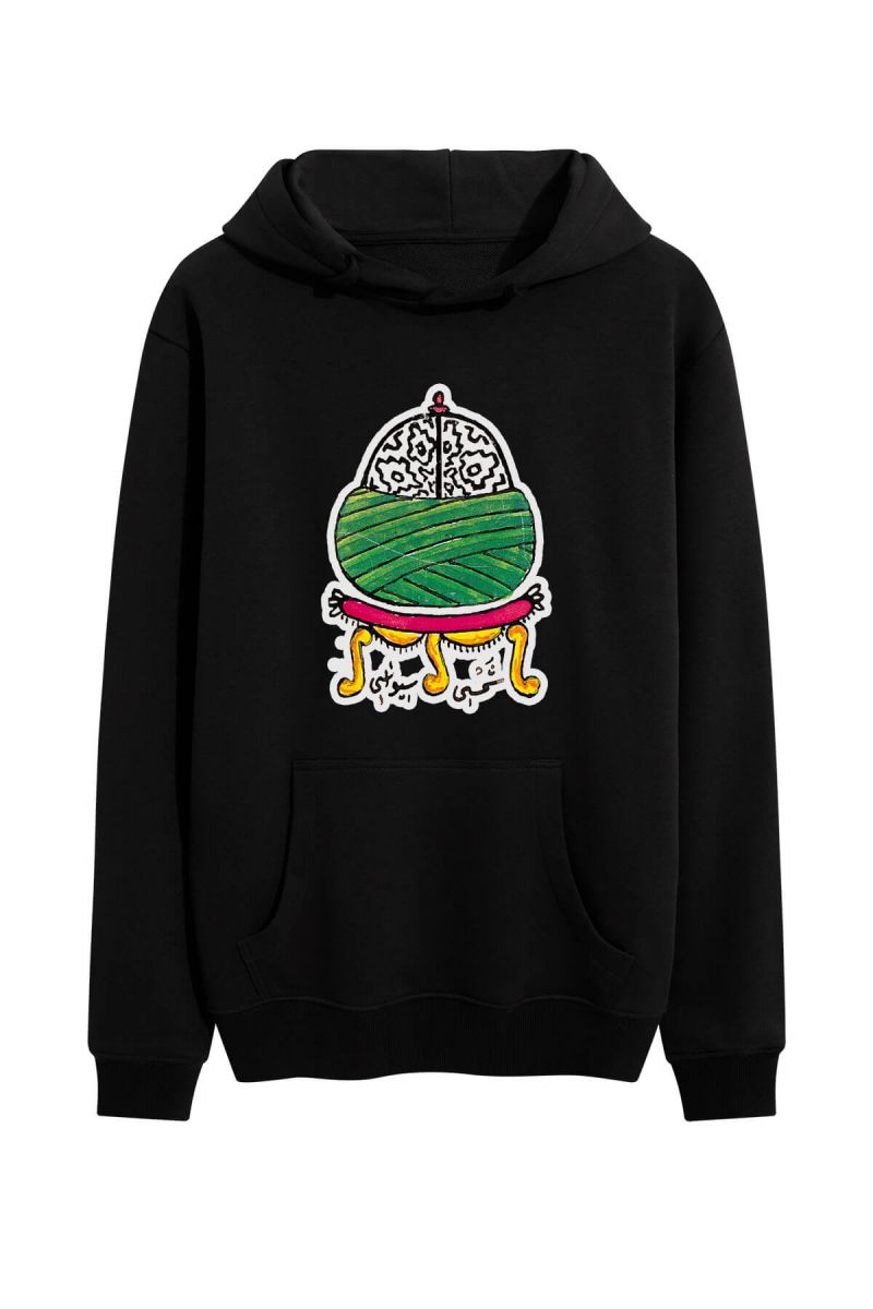 Black Premium Cotton Sufism Design Pullover Hoodie