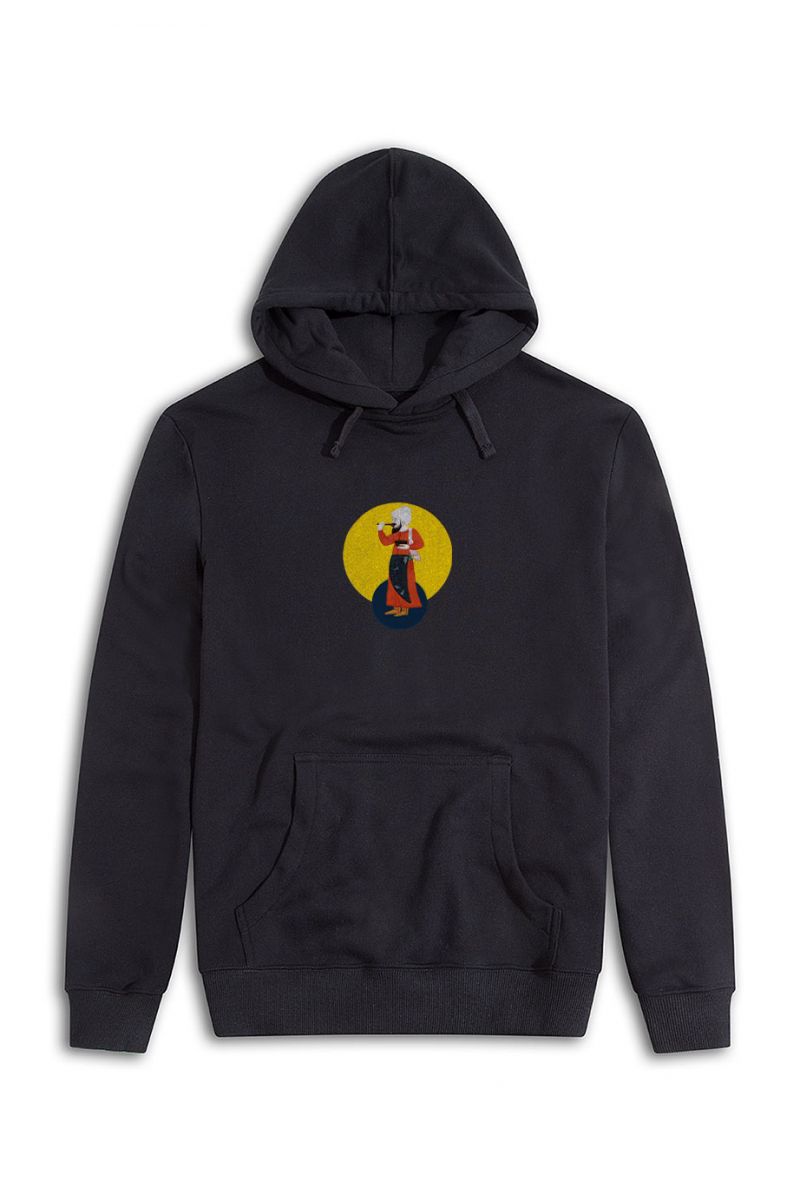 Black Premium Cotton Ottoman Design Pullover Hoodie