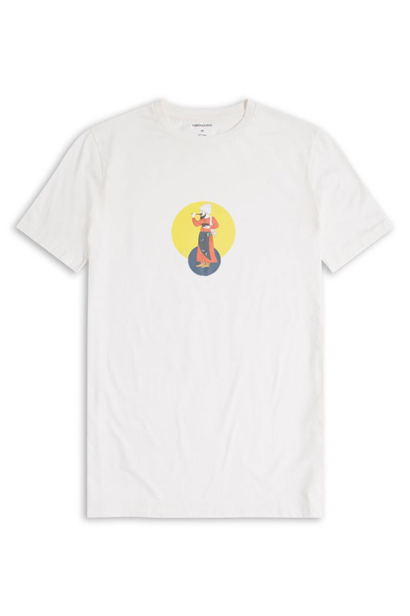 Off White Soft Fabric Ottoman Design Short Sleeve Tee