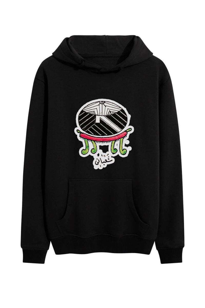 Black Premium Cotton Sufism Design Pullover Hoodie