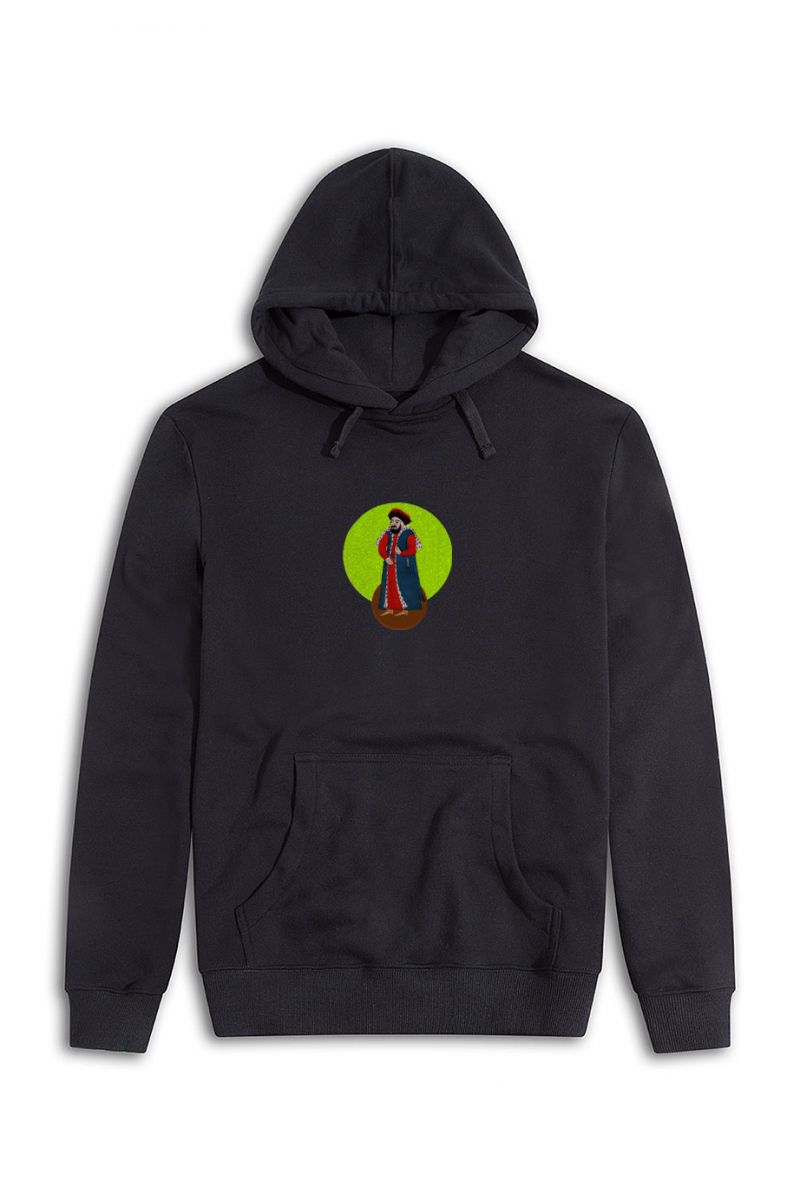 Black Premium Cotton Ottoman Design Pullover Hoodie