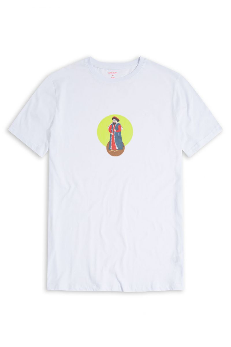 White Soft Fabric Ottoman Design Short Sleeve Tee