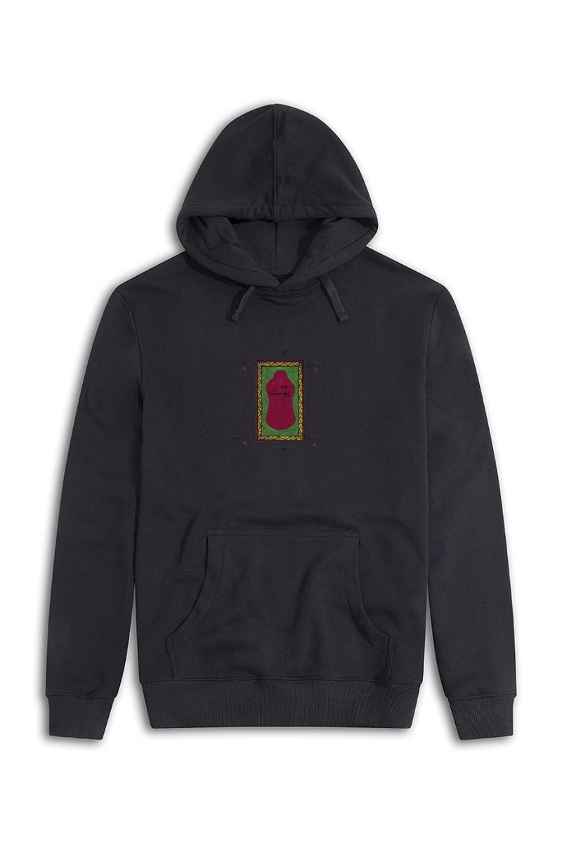 Black Premium Cotton Prayer Rug Design Pullover Hoodie