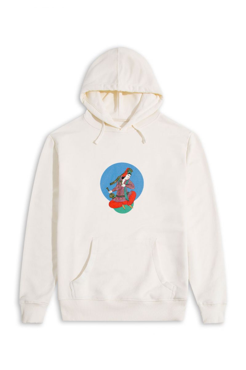 Ecru Premium Cotton Ottoman Design Pullover Hoodie