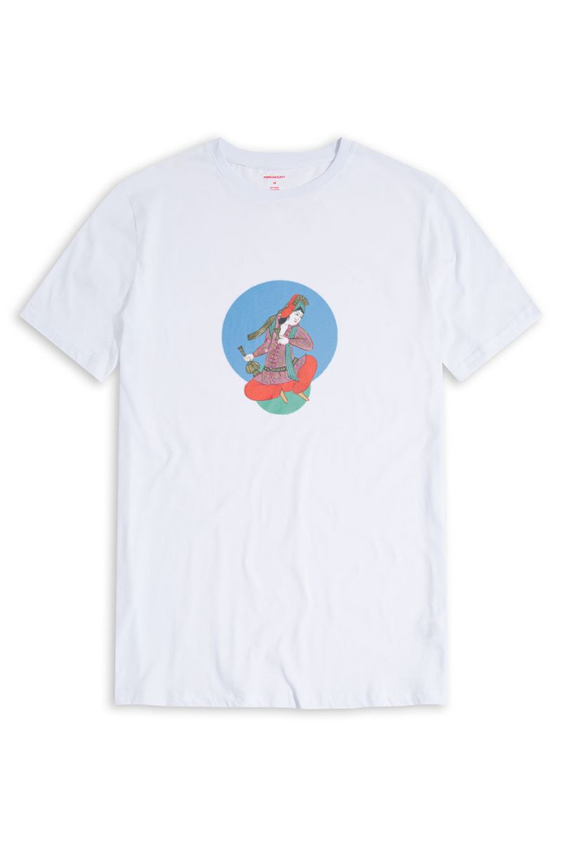 White Soft Fabric Ottoman Design Short Sleeve Tee