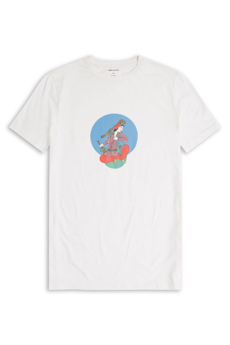 Off White Soft Fabric Ottoman Design Short Sleeve Tee