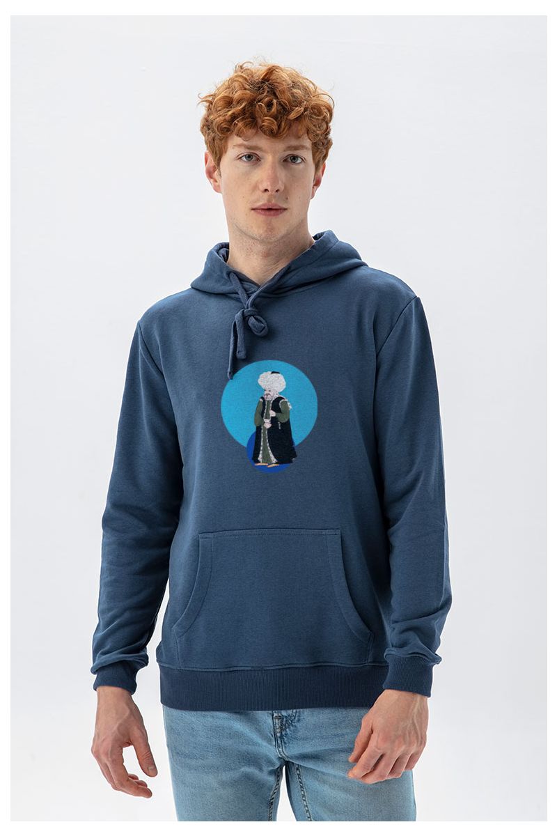 Navy Premium Cotton Ottoman Design Pullover Hoodie