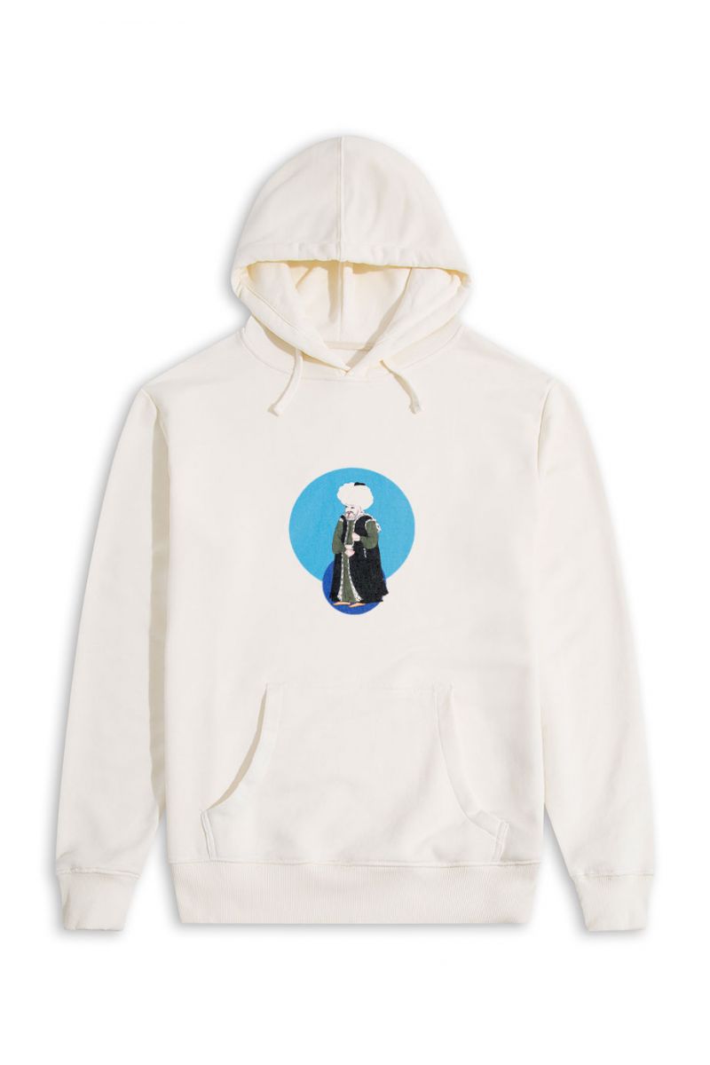 Ecru Premium Cotton Ottoman Design Pullover Hoodie