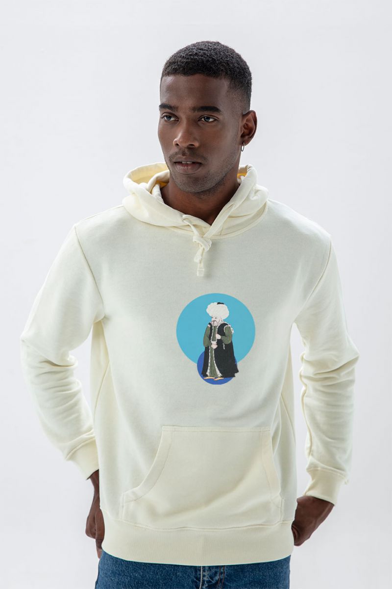 Ecru Premium Cotton Ottoman Design Pullover Hoodie