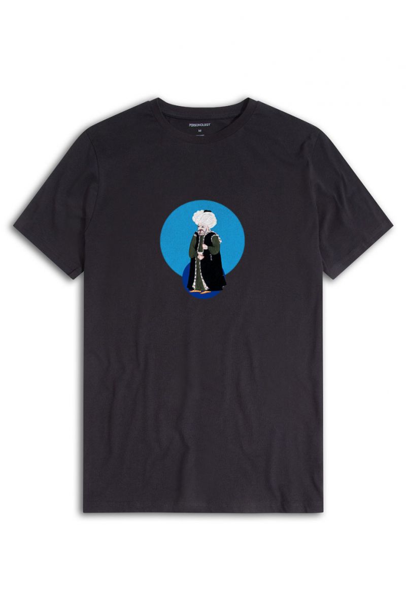Black Soft Fabric Ottoman Design Short Sleeve Tee