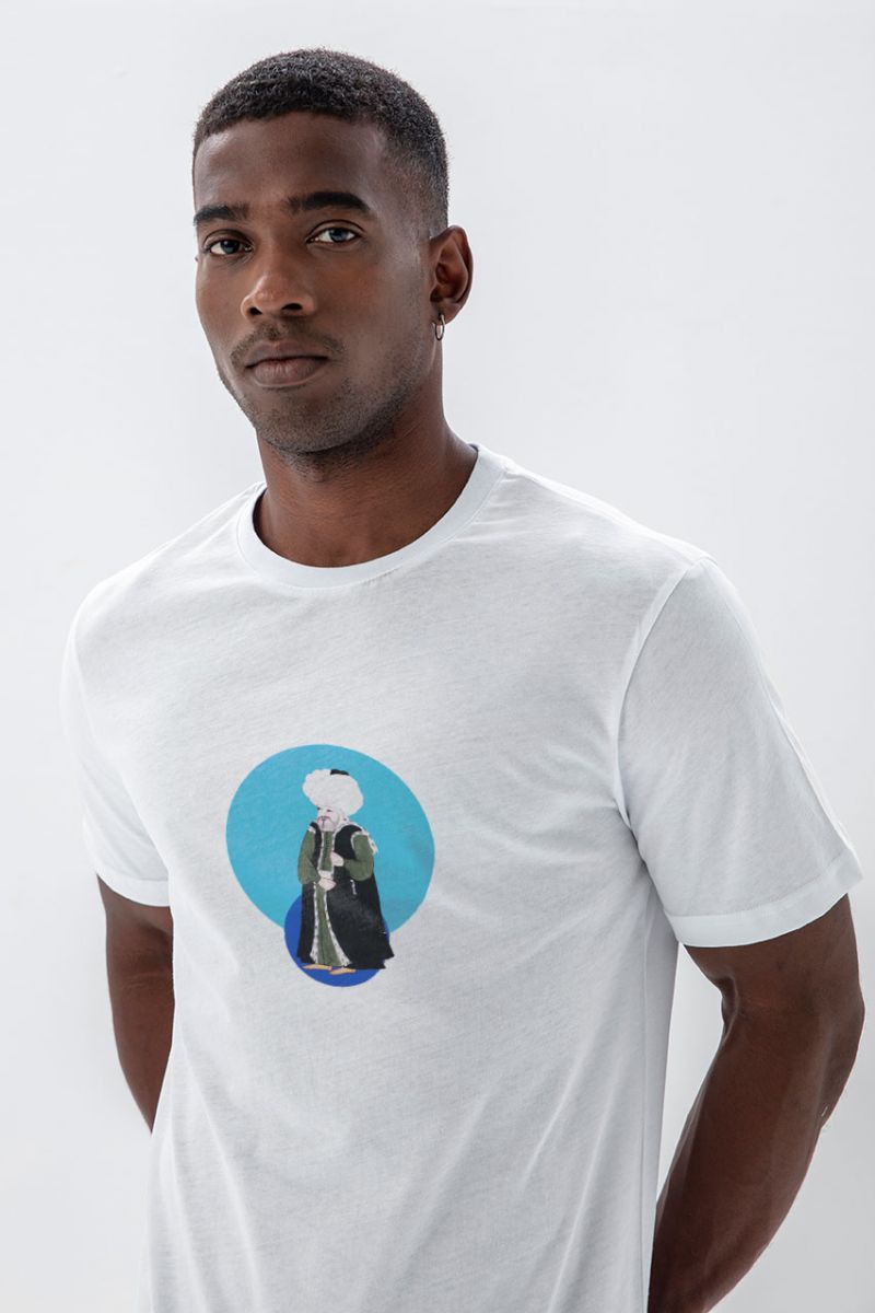 White Soft Fabric Ottoman Design Short Sleeve Tee