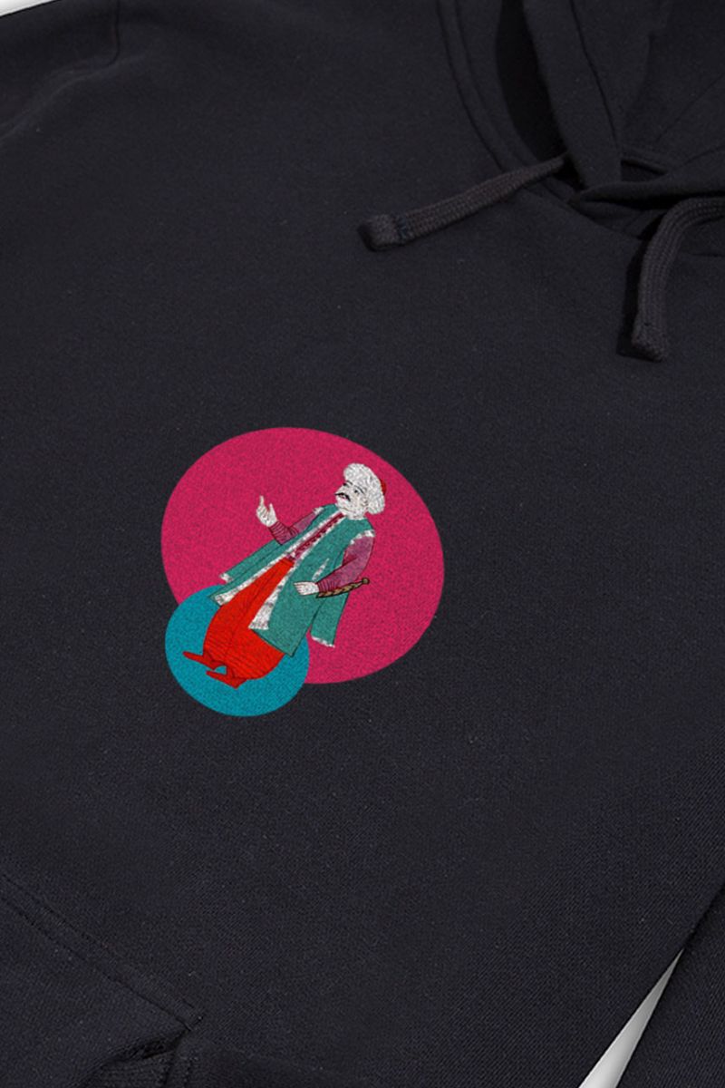 Black Premium Cotton Ottoman Design Pullover Hoodie