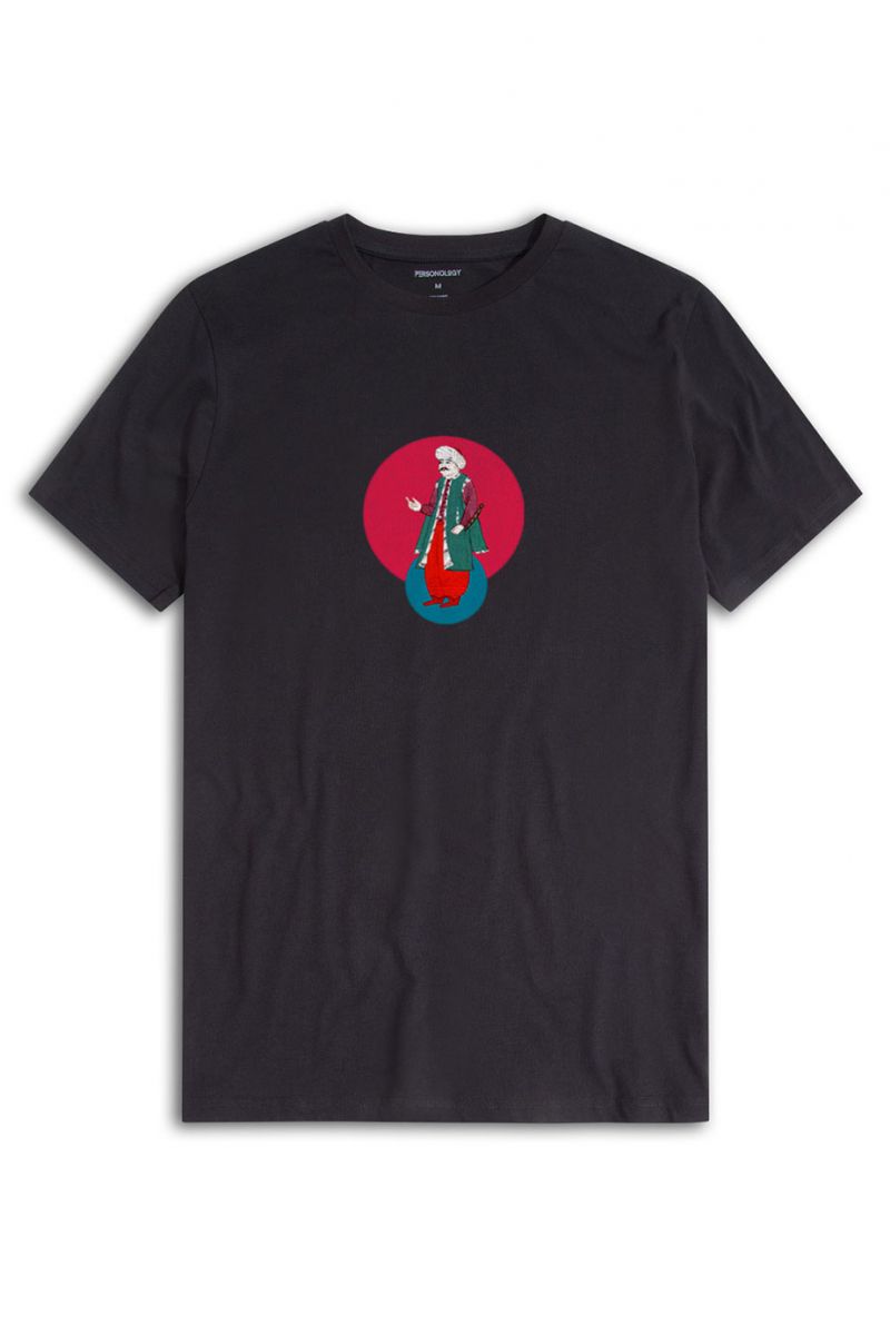 Black Soft Fabric Ottoman Design Short Sleeve Tee