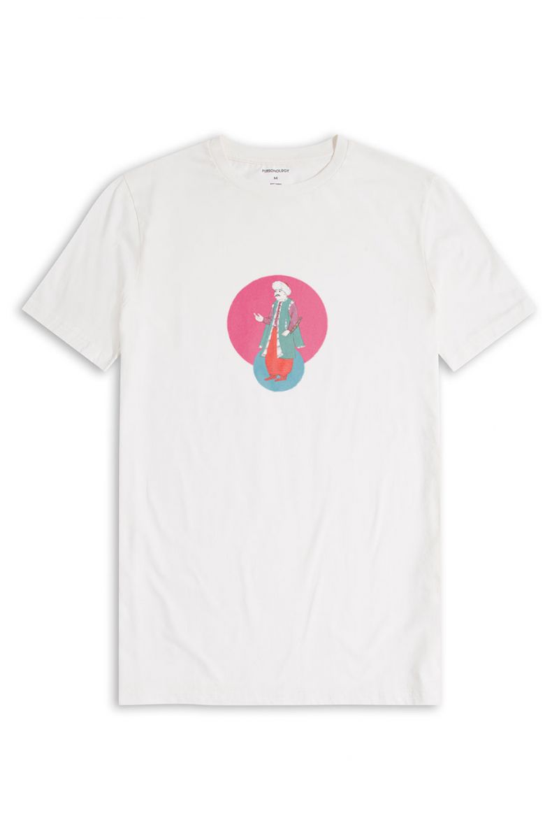 Off White Soft Fabric Ottoman Design Short Sleeve Tee