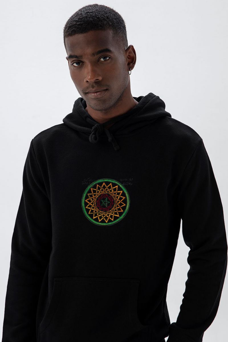 Black Premium Cotton Sufism Design Pullover Hoodie