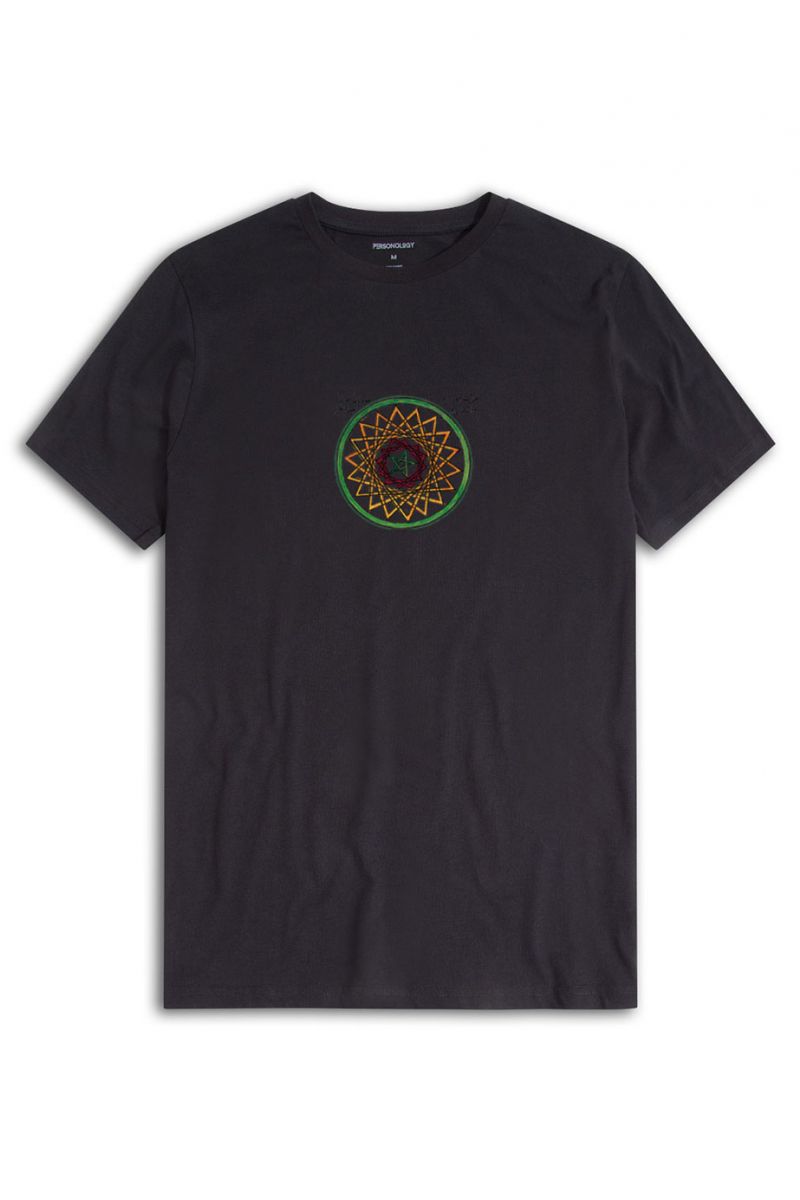Black Soft Fabric Sufism Design Short Sleeve Tee