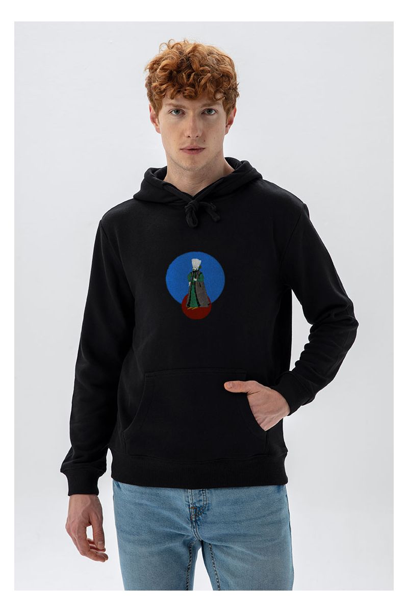Black Premium Cotton Ottoman Design Pullover Hoodie