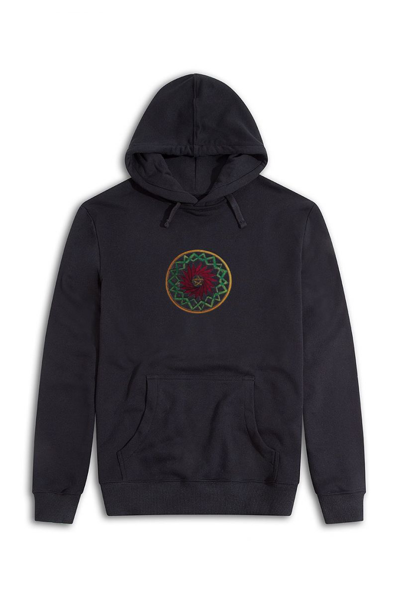 Black Premium Cotton Sufism Design Pullover Hoodie