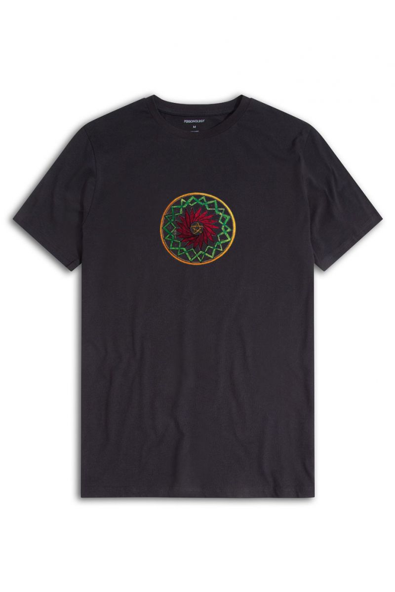 Black Soft Fabric Sufism Design Short Sleeve Tee