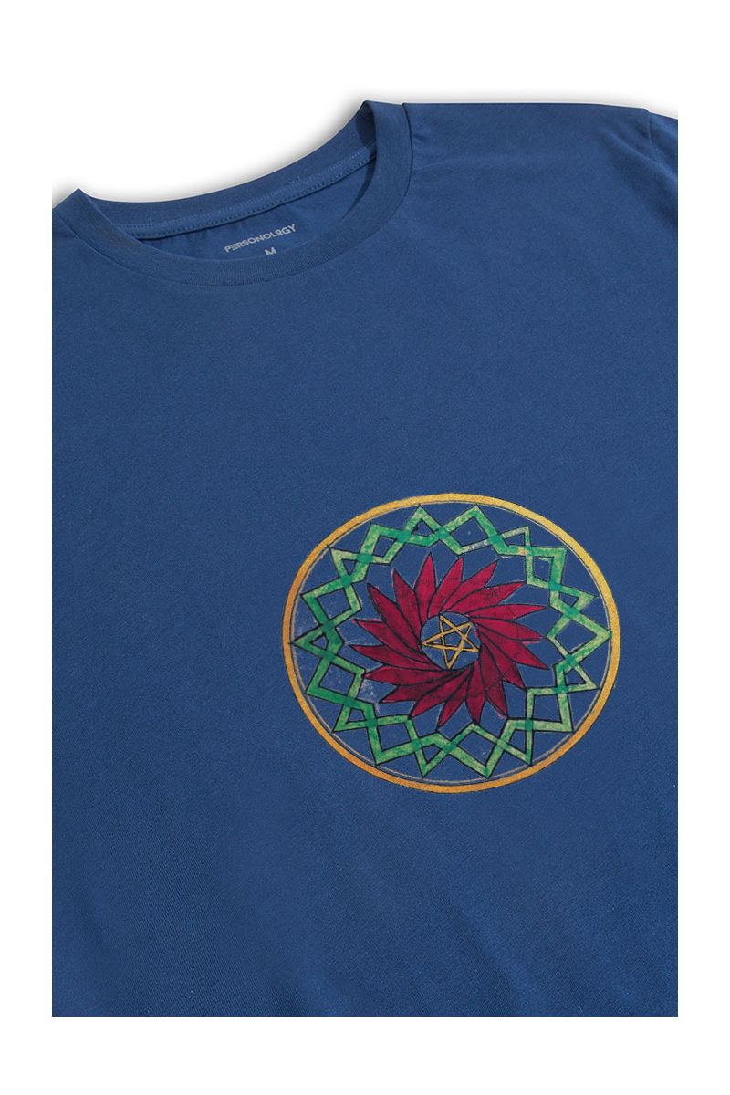 Navy Soft Fabric Sufism Design Short Sleeve Tee