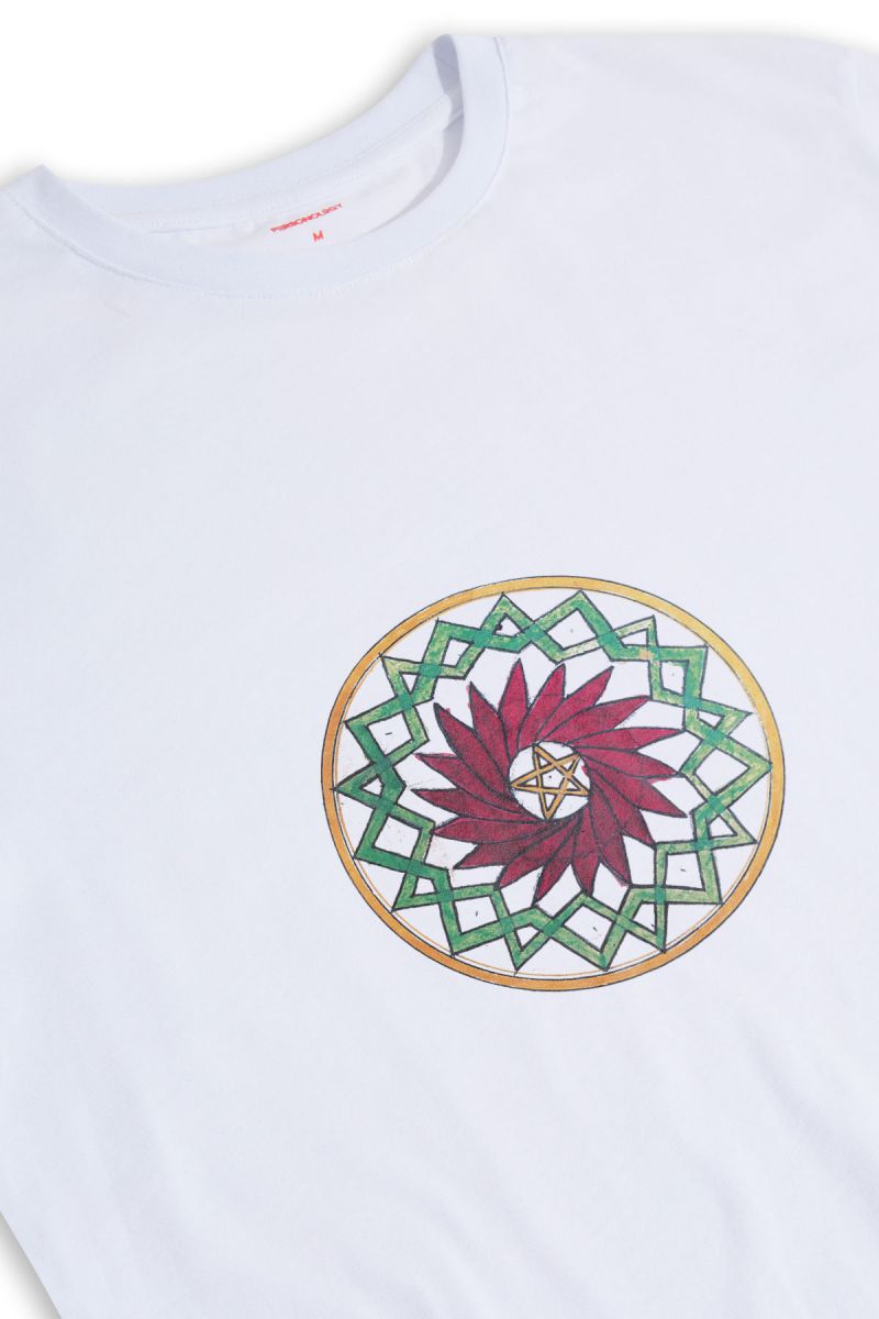 White Soft Fabric Sufism Design Short Sleeve Tee