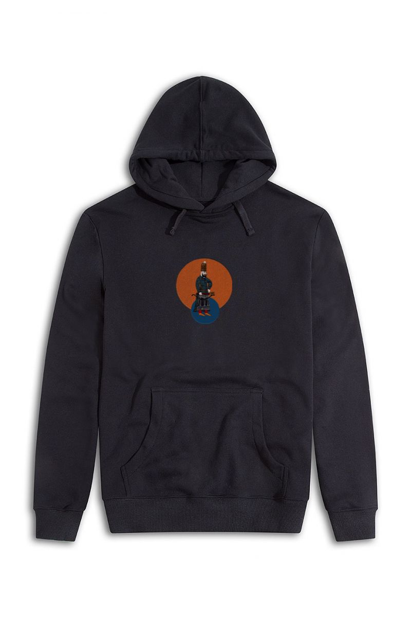Black Premium Cotton Ottoman Design Pullover Hoodie