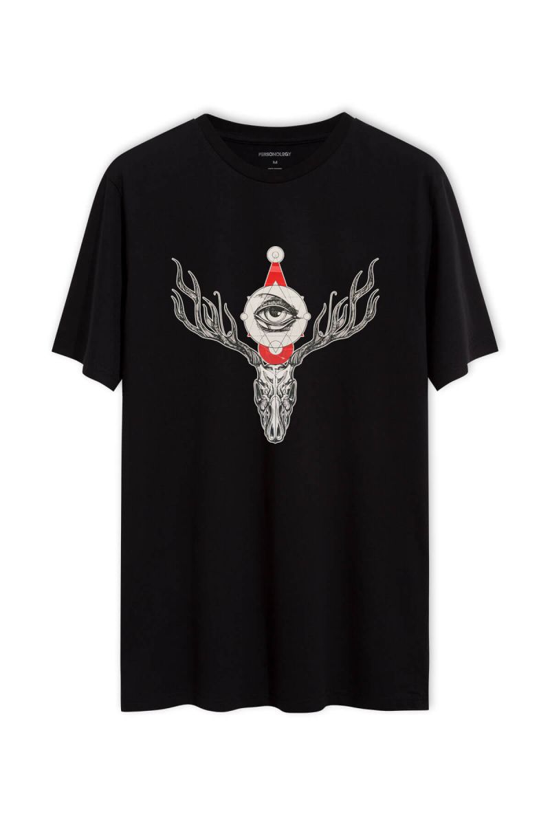 Black Soft Fabric Illuminati Design Short Sleeve Tee