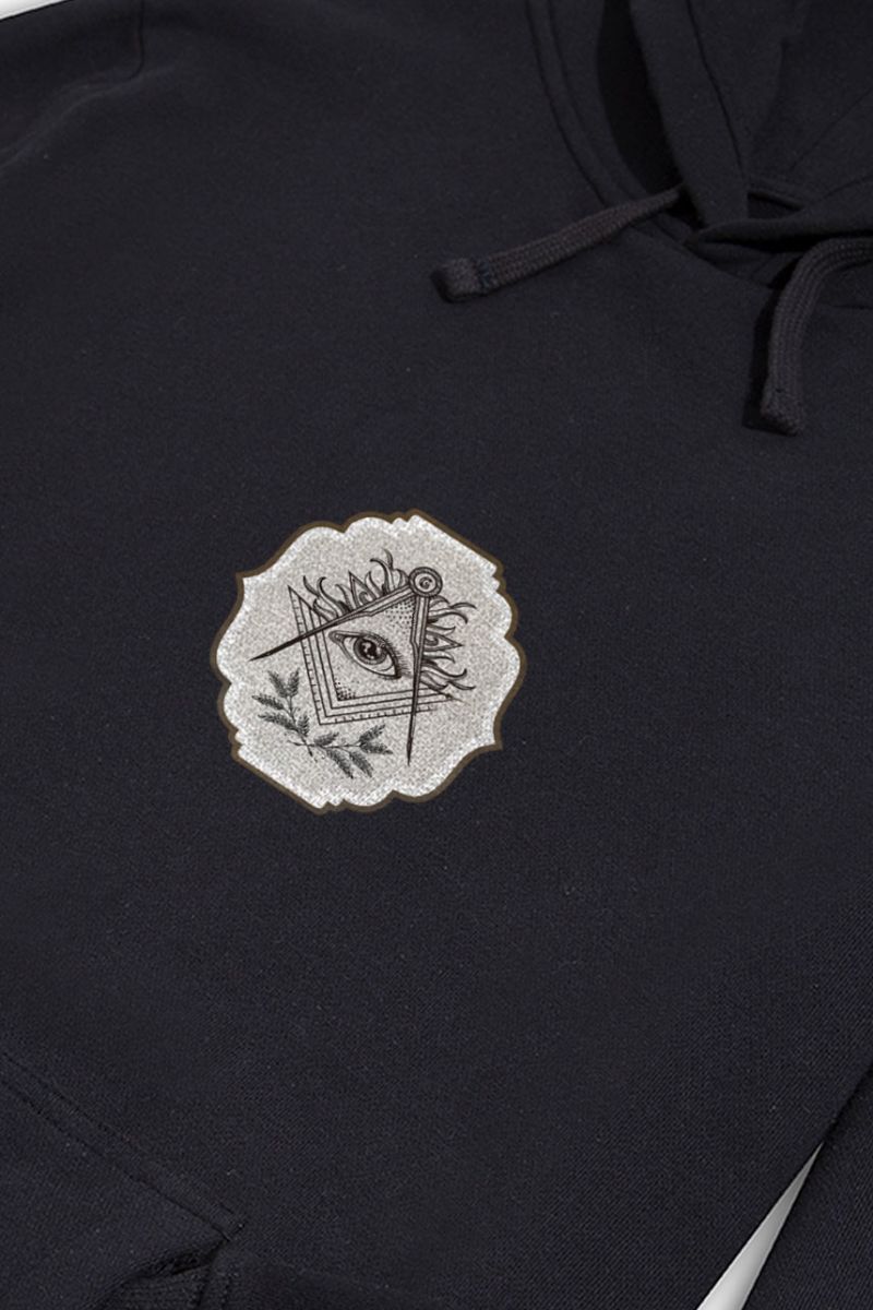 Black Premium Cotton Illuminati Design Pullover Hoodie