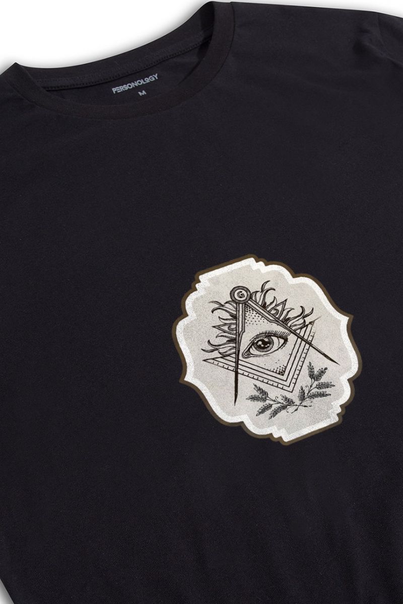 Black Soft Fabric Illuminati Design Short Sleeve Tee