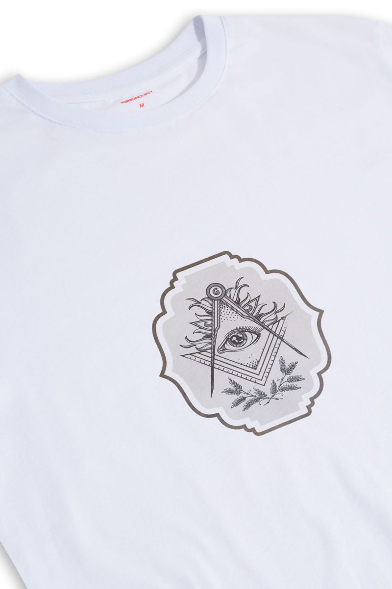 White Soft Fabric Illuminati Design Short Sleeve Tee