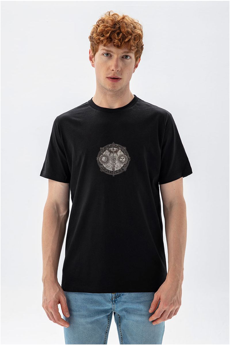 Black Soft Fabric Illuminati Design Short Sleeve Tee