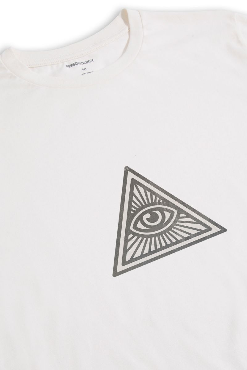 Off White Soft Fabric Illuminati Design Short Sleeve Tee