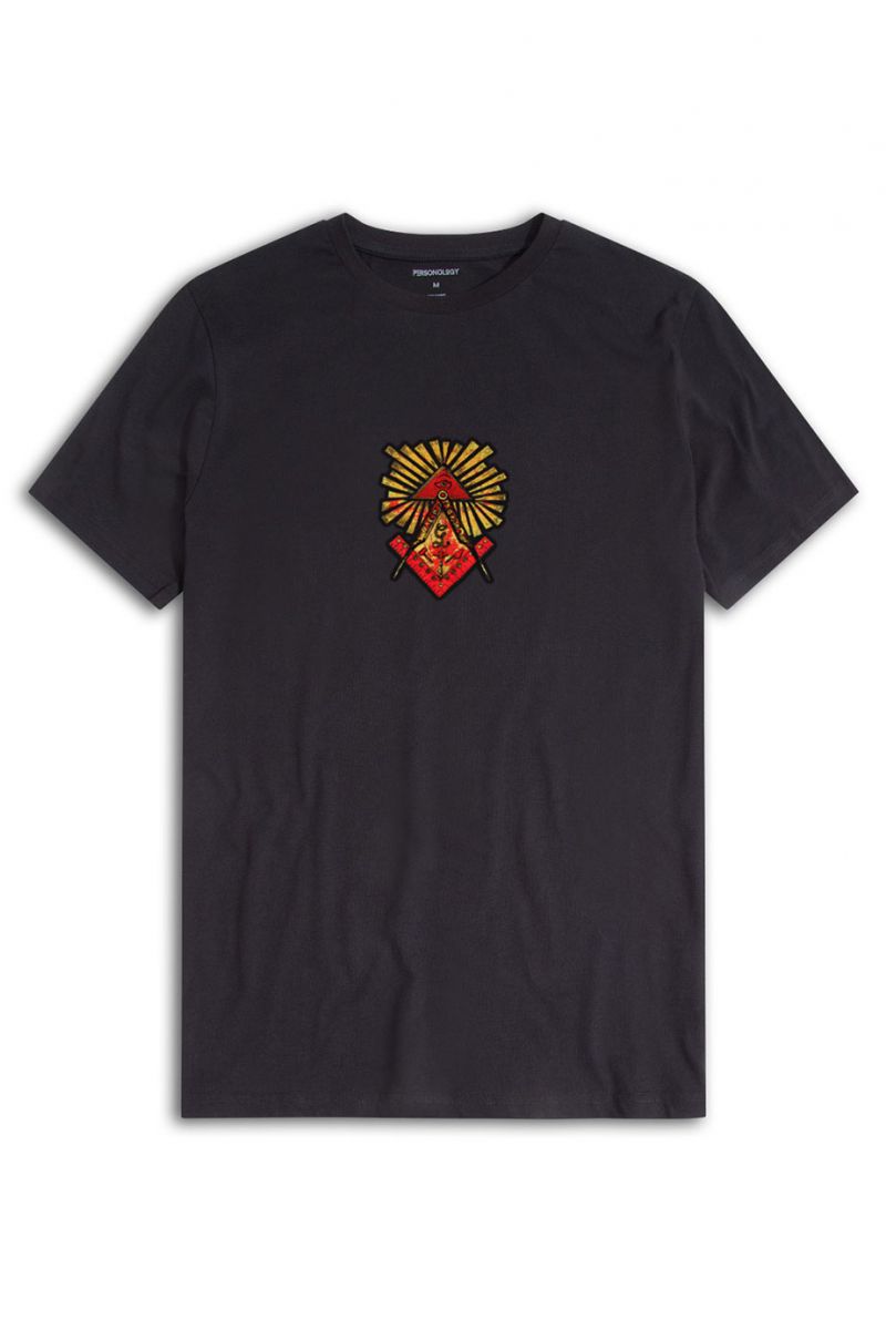 Black Soft Fabric Illuminati Design Short Sleeve Tee