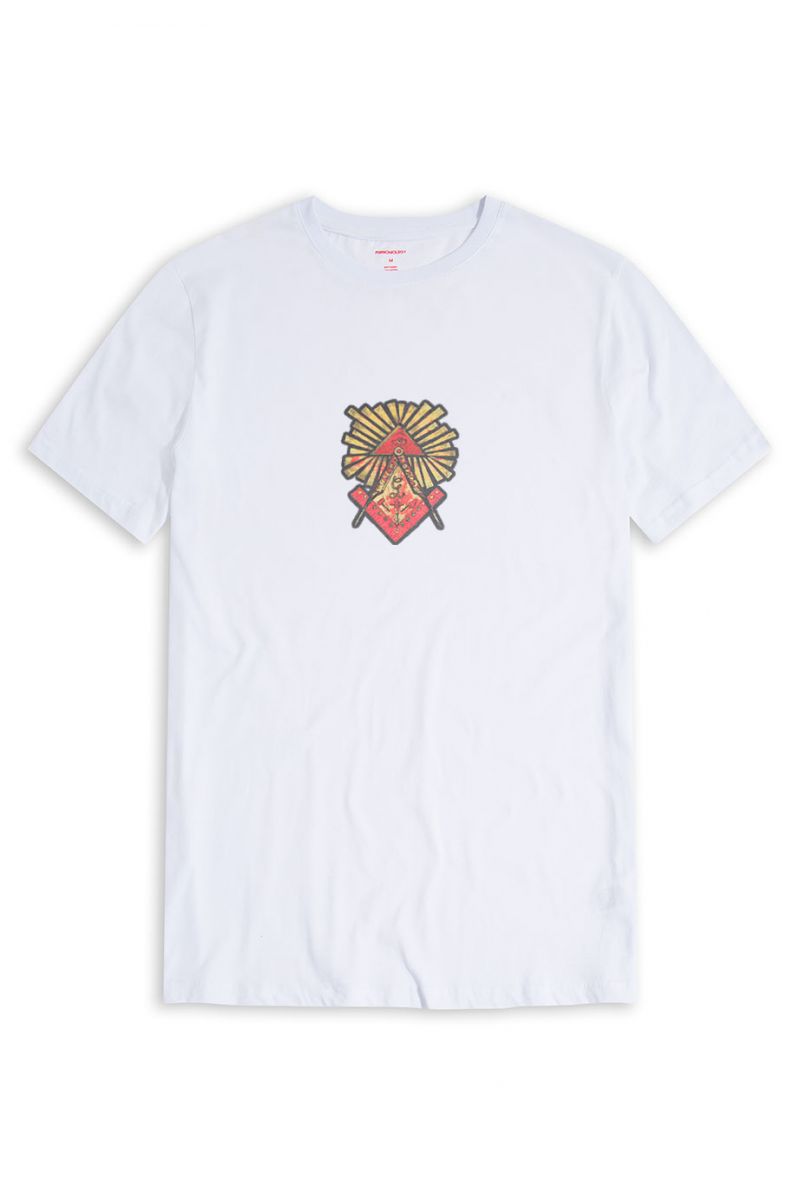 White Soft Fabric Illuminati Design Short Sleeve Tee