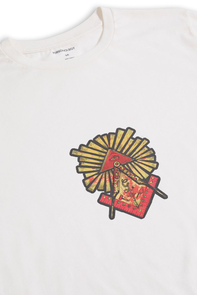 Off White Soft Fabric Illuminati Design Short Sleeve Tee